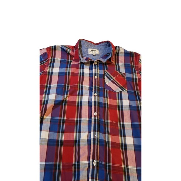 Ecko Unlimited Men Short Sleeve Button-up Red White Blue Plaid Shirt  Size Large - Picture 5 of 16